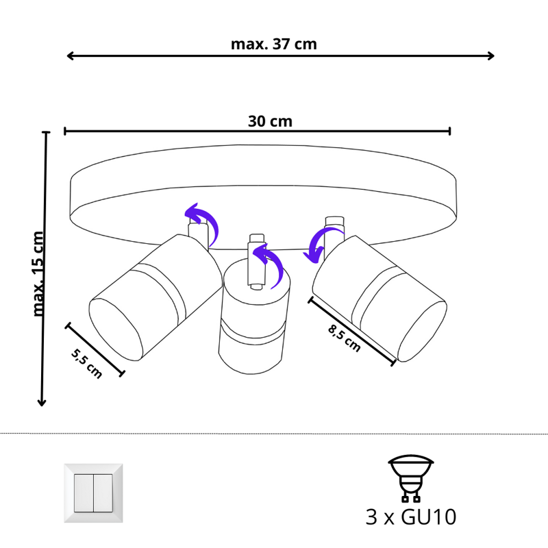 Lampa sufitowa do pokoju dziecięcego z motywem piłkarskim Mundial 3 GU10