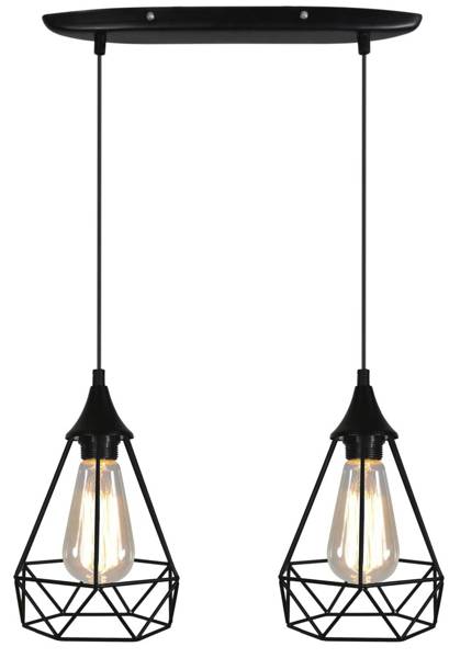 Lampa sufitowa wisząca czarna druciana 2x60W Graf Candellux 32-62895