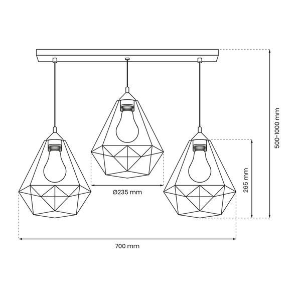 Lampa wisząca BASKET GRAY 3xE27