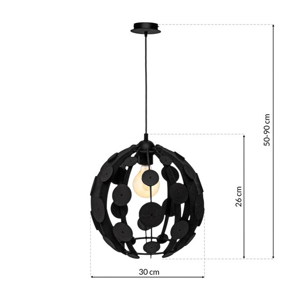 Lampa wisząca GAIA BLACK / WOOD 1xE27 60W MLP6325