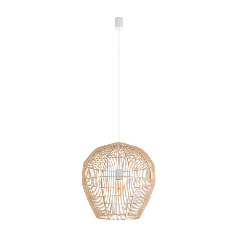 Lampa wisząca HAITI M śr. 50cm E27 | naturalne drewno/biały