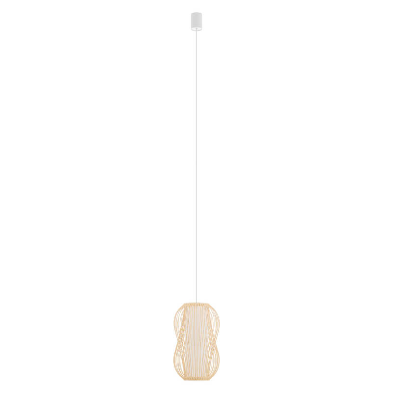 Lampa wisząca PUKET S śr. 21cm E27 | naturalne drewno/biały