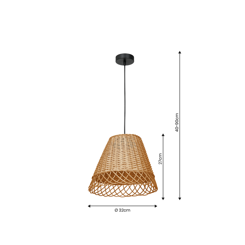 Lampa wisząca VIMINI, MLP7992, czarny/naturalne drewno, 1x60W E27