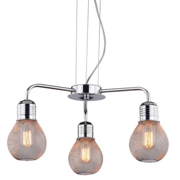 Lampa wisząca chrom druciany klosz 3x60W regulacja Gliva Candellux 33-58539