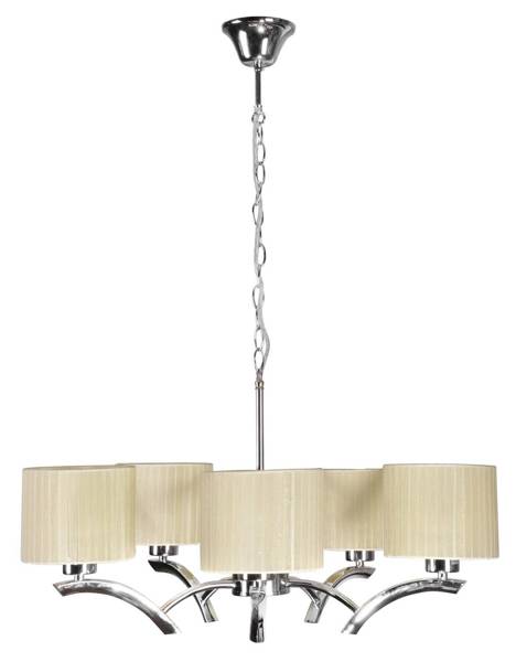 Lampa wisząca chrom + krem abażur 5x60W żyrandol Draga Candellux 35-04222  