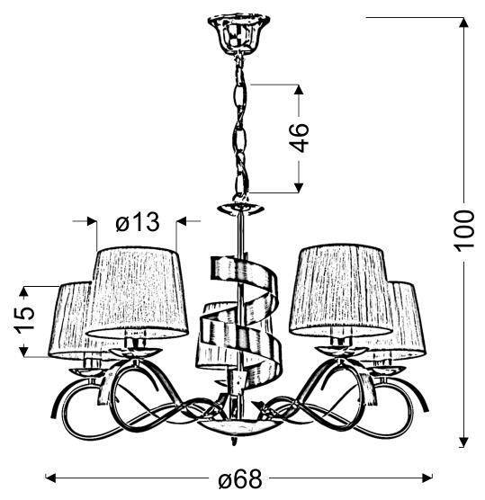 Lampa wisząca chrom/złota 5xE14 żyrandol Denis 35-23445