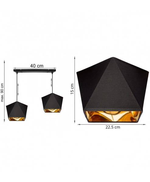 Lampa wisząca czara, abażur złoty środek Diament