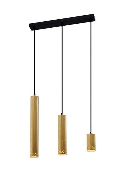 Lampa wisząca czarna/drewniana oprawa 3x25W Tubo 33-79114