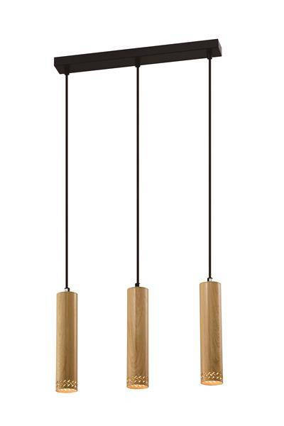 Lampa wisząca czarna/drewniana oprawa 3x25W Tubo 33-79138