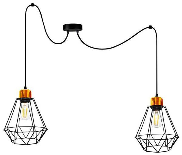 Lampa wisząca czarno-złota 2 Primo P 32-00286