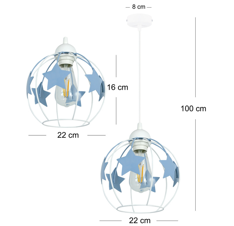 Lampa wisząca do pokoju dziecka niebieskie gwiazdki 