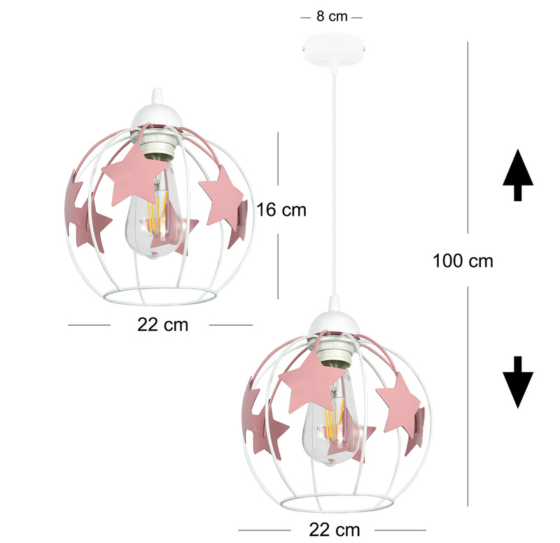 Lampa wisząca do pokoju dziewczynki różowe gwiazdki 