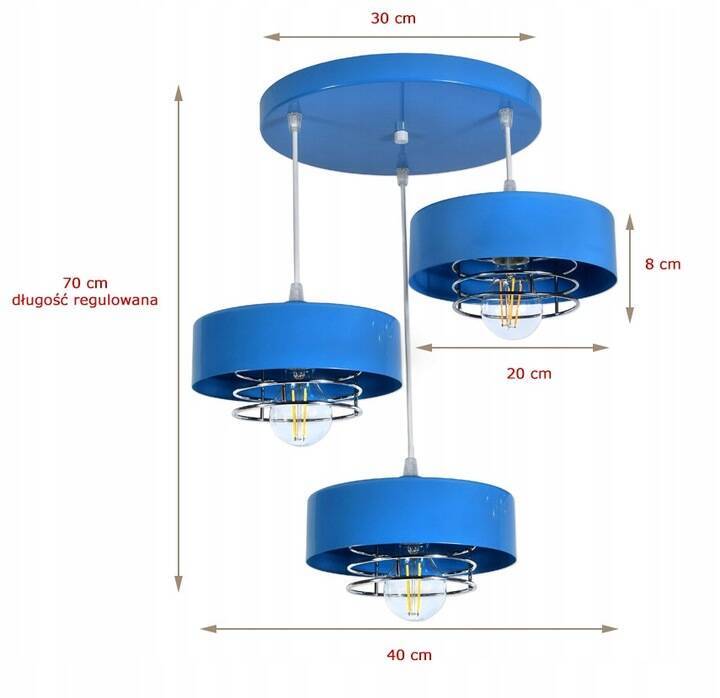 Lampa wisząca do pokoju młodzieżowego niebieska Edison Koszyk Loft