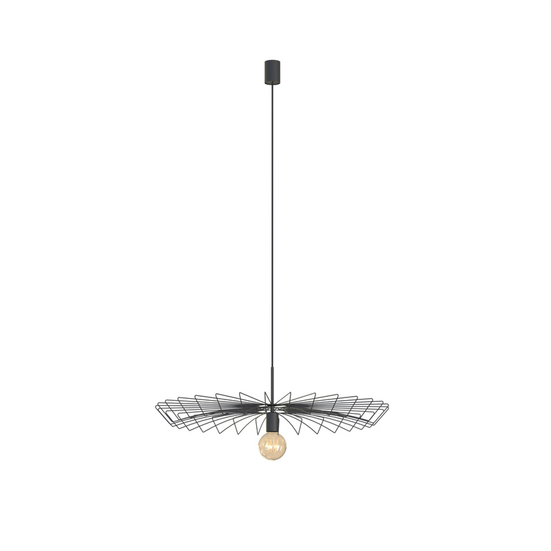 Lampa wisząca druciana zwis nowoczesna UMBRELLA czarny śr. 78cm