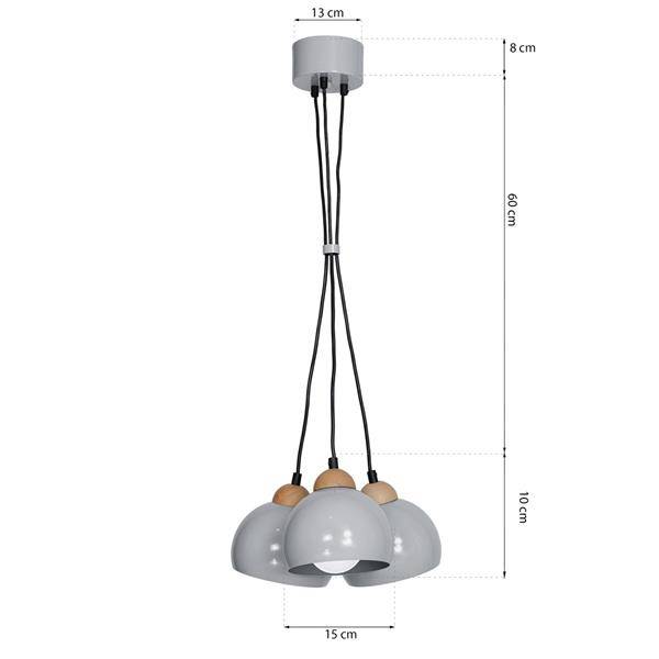 Lampa wisząca nowoczesna zwis kula DAMA III szary śr. 30cm