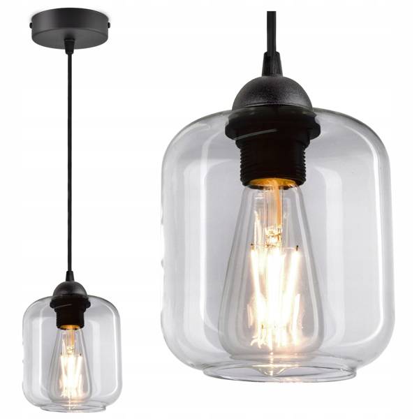 Lampa wisząca szklany transparentny klosz 1xE27