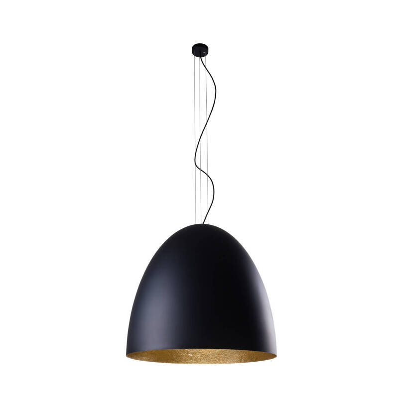 Lampa wisząca tuba nad stół EGG XL czarny/złoty śr. 75cm