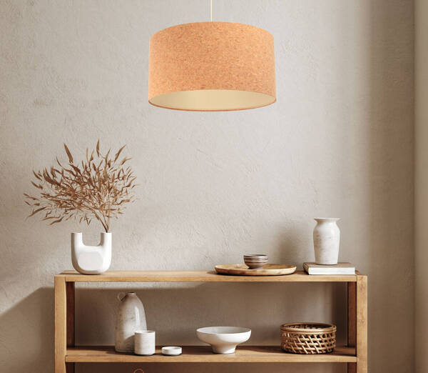 Lampa wisząca  z korka w stylu Boho walec 30 cm