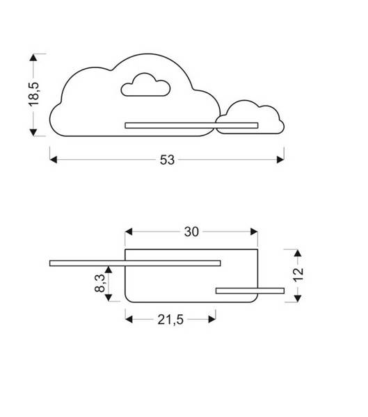 Lampka nocna dla dzieci chmurka niebieska z półką Cloud