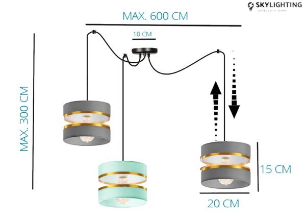 Miętowa Lampa do pokoju dziecka typu pająk Vire Spyder 3 