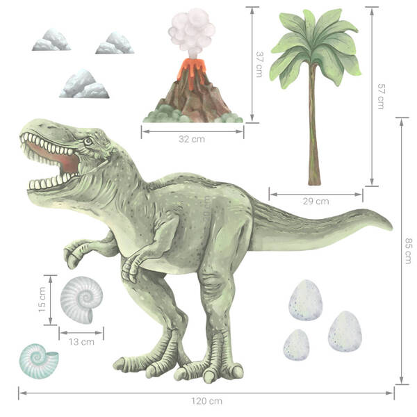 Naklejki na ścianę do pokoju dziecięcego Dinozaur T-Rex Duży 