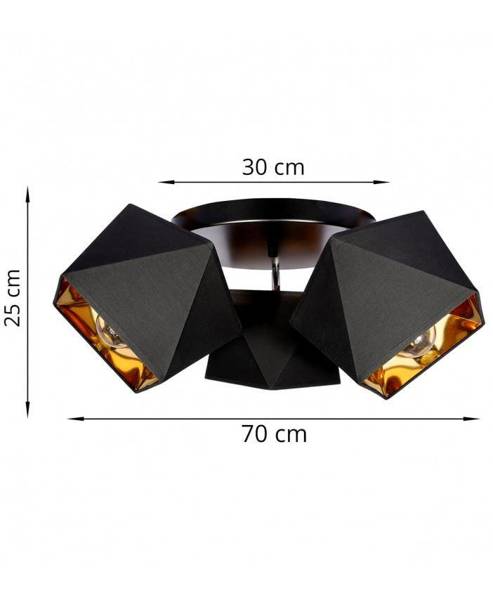 Nowoczesna Czarna Lampa Sufitowa  z Abażurami Złoty Środek Diament