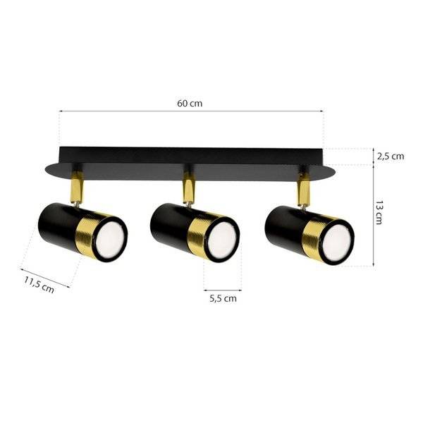 Nowoczesna lampa sufitowa DANI BLACK/GOLD 3xGU10 MLP6238