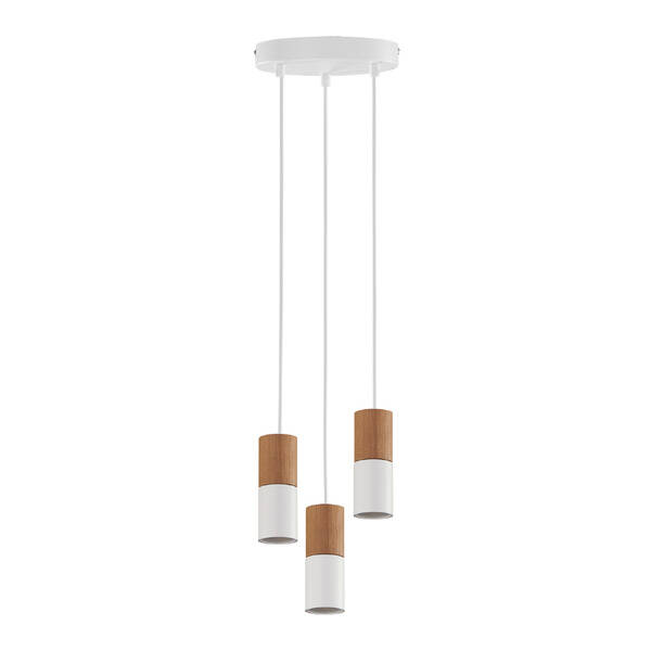 Nowoczesna lampa wisząca ELIT WOOD WHITE 3 GU10 50W | biały drewno