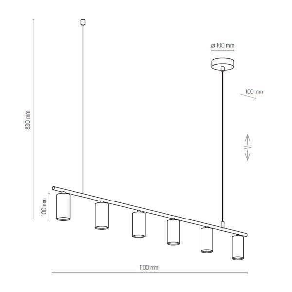 Nowoczesna lampa wisząca LOGAN BLACK 4428 6xGU10