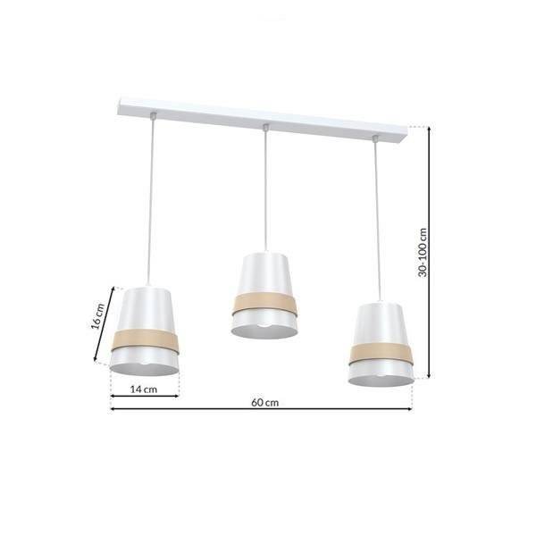 Nowoczesna lampa wisząca listwa VENEZIA WHITE 3xE27 MLP5438