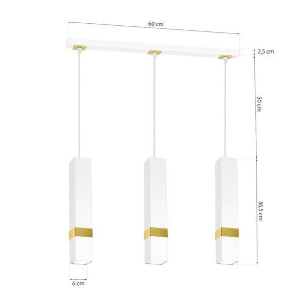 Nowoczesna lampa wisząca listwa VIDAR WHITE/GOLD 3xGU10 MLP6276