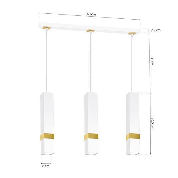 Nowoczesna lampa wisząca listwa VIDAR WHITE/GOLD 3xGU10 MLP6276