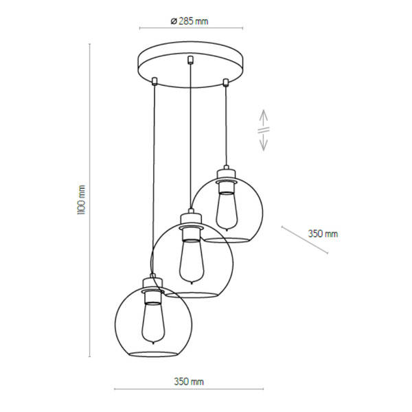 Nowoczesna lampa wisząca wys.110cm CUBUS 2831 | grafit bursztyn