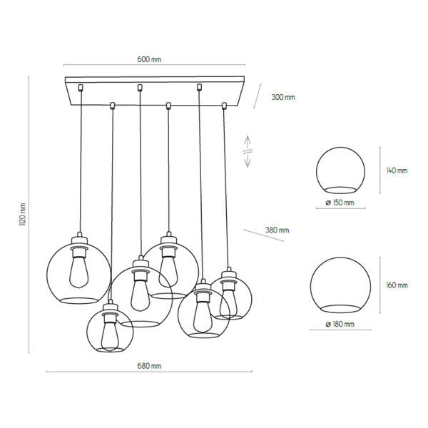 Nowoczesna lampa wisząca wys.160cm CUBUS 2164 | grafit bursztyn