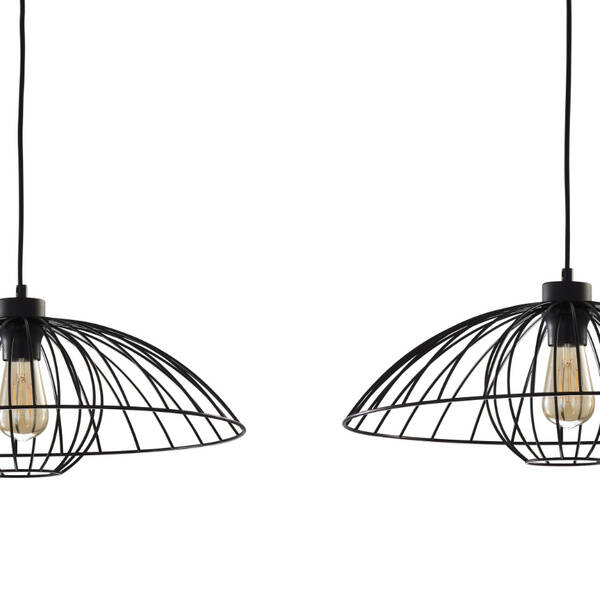 Stylowa lampa druciana do salonu BARBELLA 2x E27 szer. 110cm | czarny