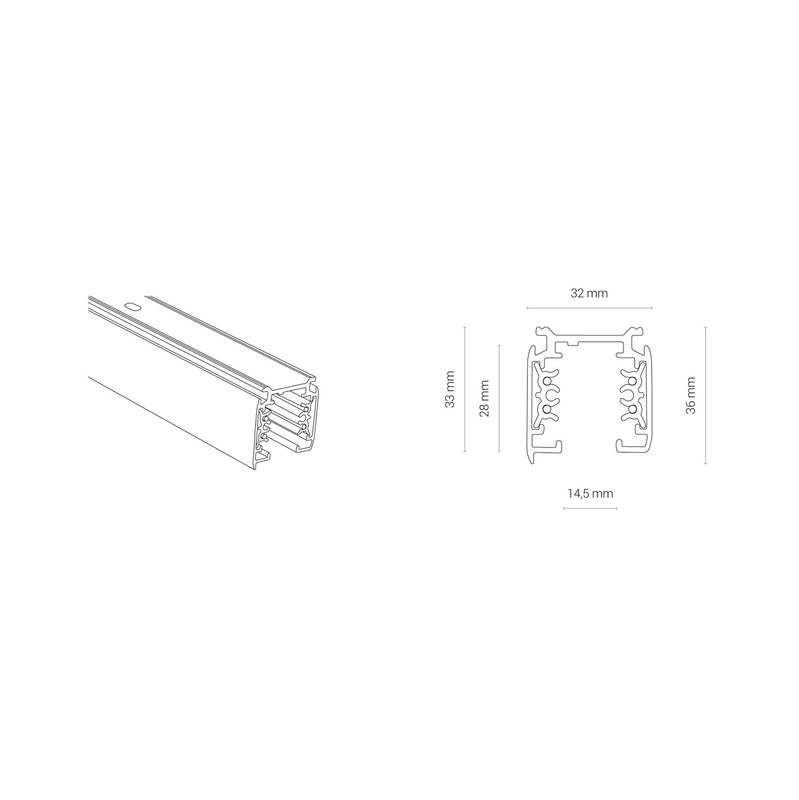 Szyno-przewody CTLS TRACK, 3 CIRCUIT, WHITE, 2M