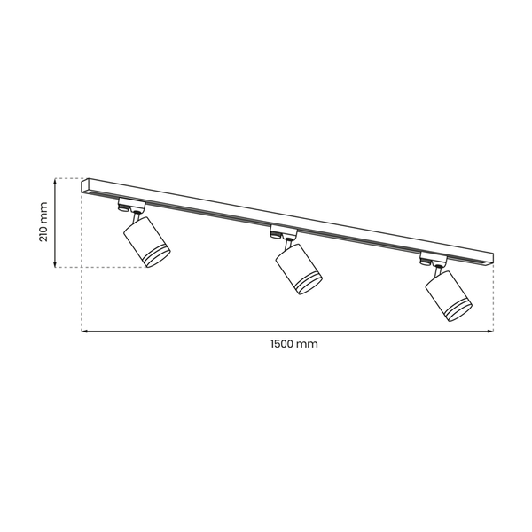 Zestaw Szynoprzewód 3xPipe Ring GU10 + Prowadnica 1,5m - Biały