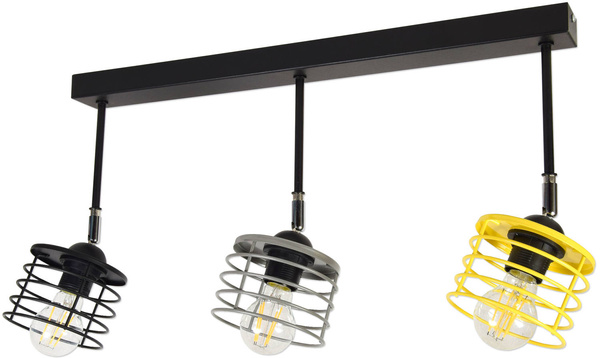 Żyrandol dziecięcy kolorowy w stylu loft Listwa Edison Koszyk 3