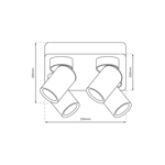 Lampa Sufitowa Andy 4xGU10 Kwadrat Czarny + Złoty