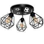 Lampa do pokoju chłopca z motywem piłkarskim czarna Diamond MUNDIAL