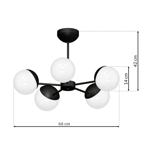 Lampa sufitowa nowoczesna szklana kula żyrandol SFERA V czarny/biały śr. 66cm