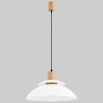 Lampa wisząca nowoczesna zwis TROPIC drewno/biały śr. 44cm